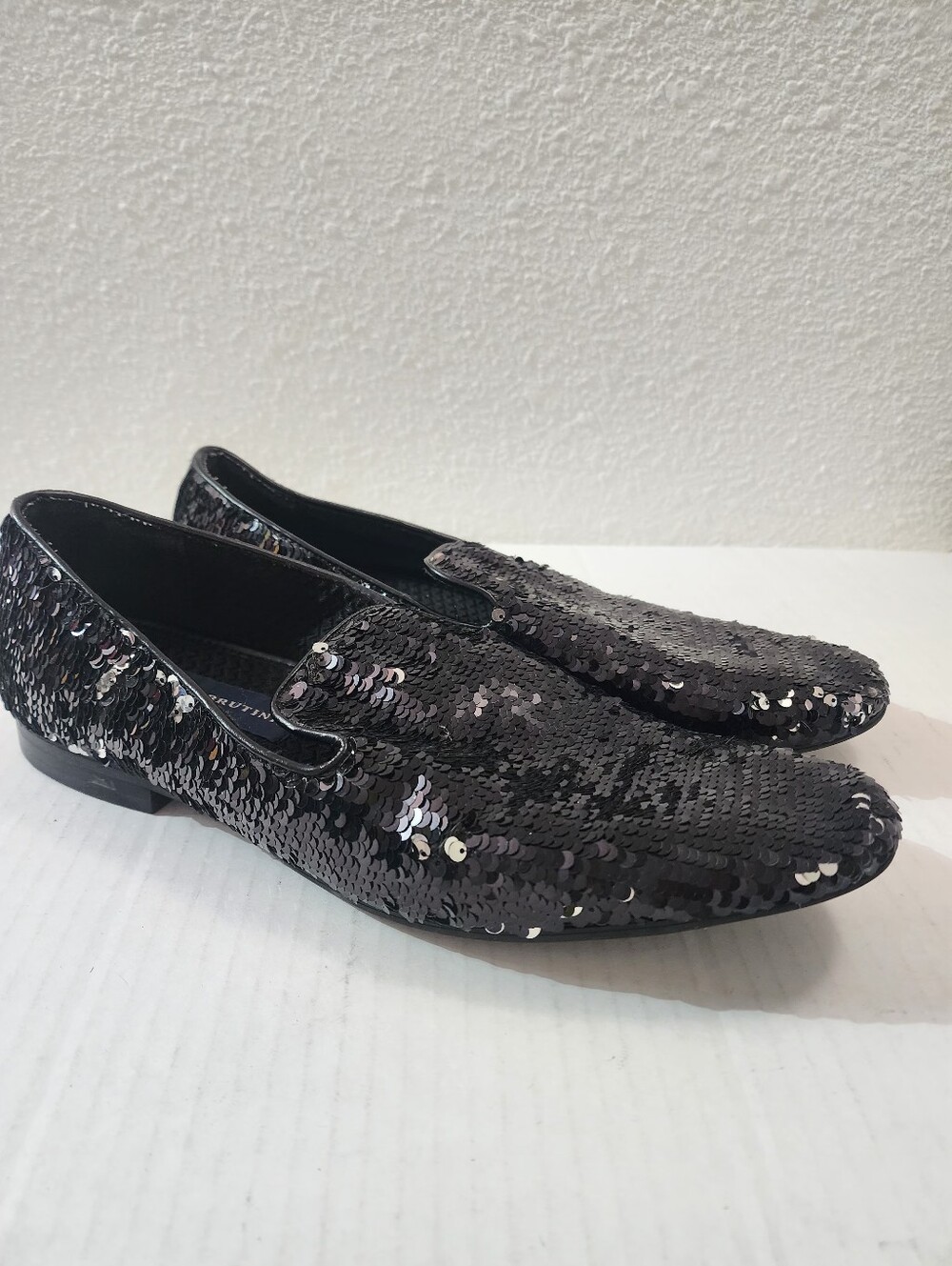 Giorgio Brutini Cohort 179301 Men's Sequin Loafers Black Silver Shoes 10.5M